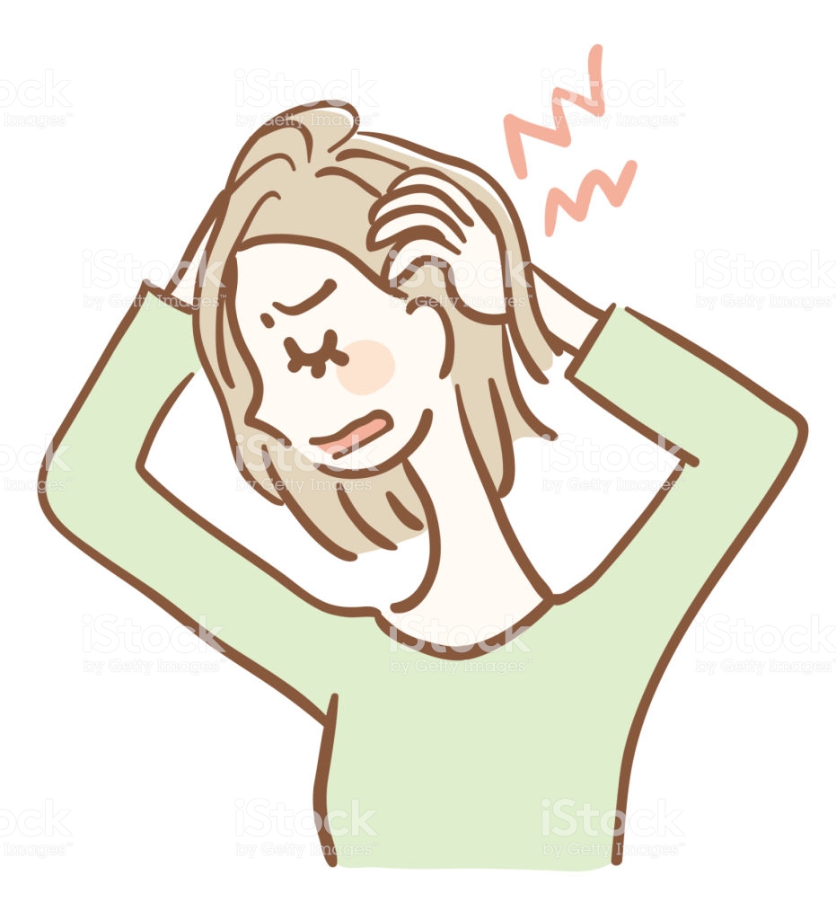 Illustration of a woman who has itchy scalp